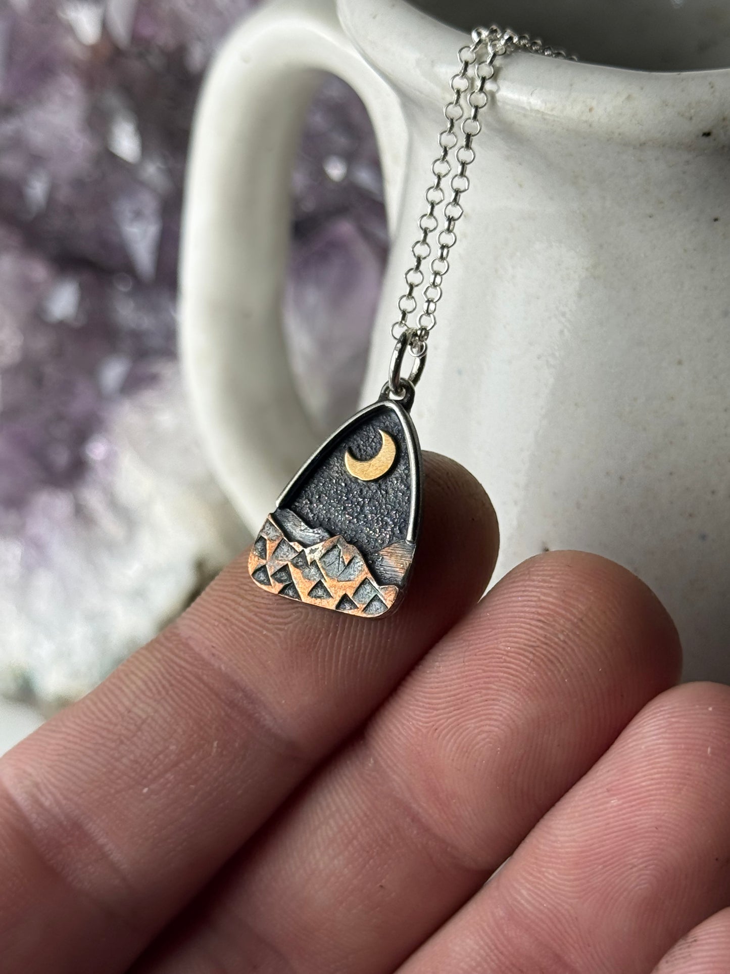 Gold Moon Arch Appalachian Mountain Necklace
