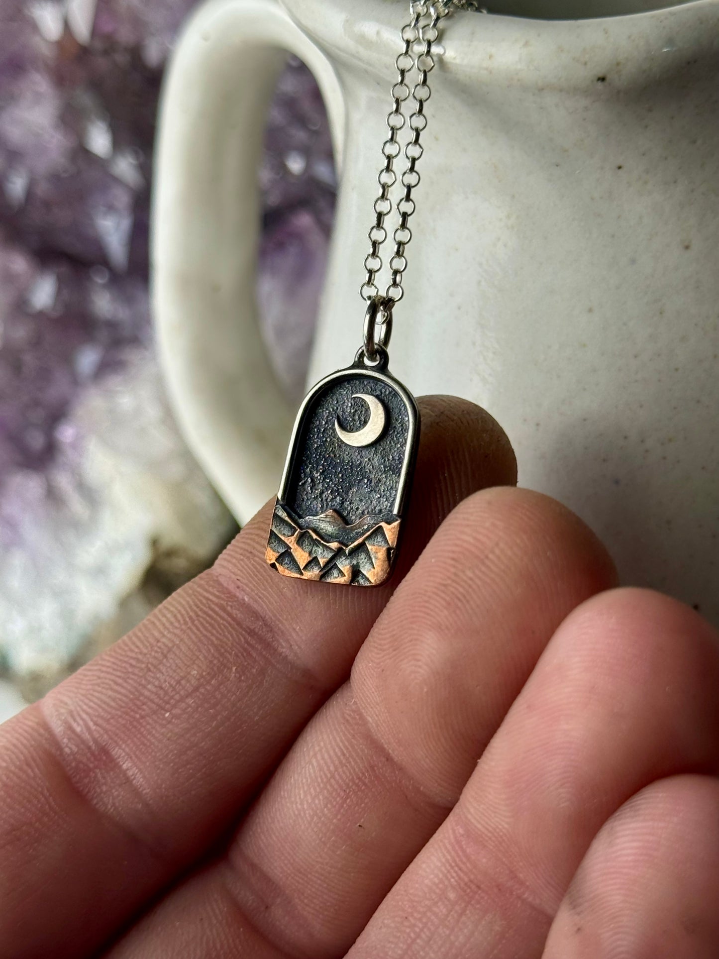 Silver Moon Arch Appalachian Mountain Necklace