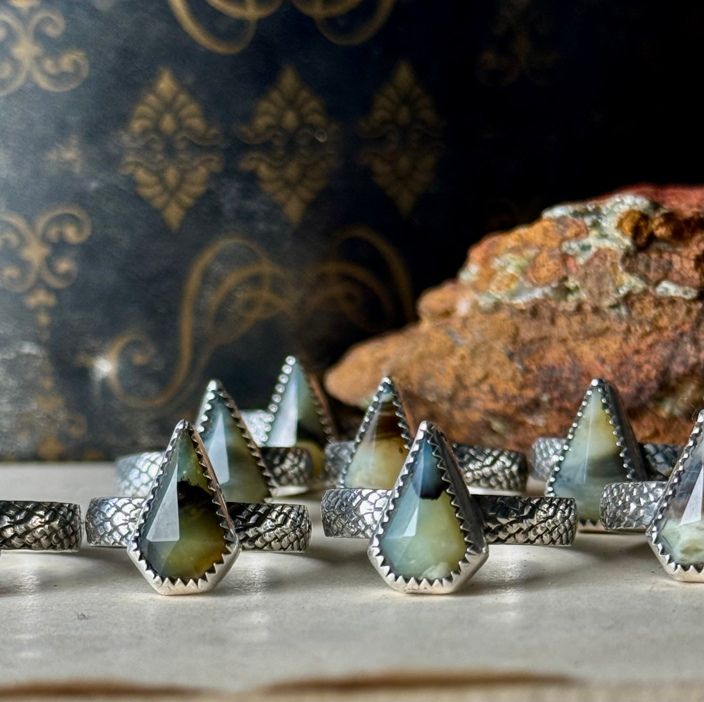 Yellow Opal Fang Rings