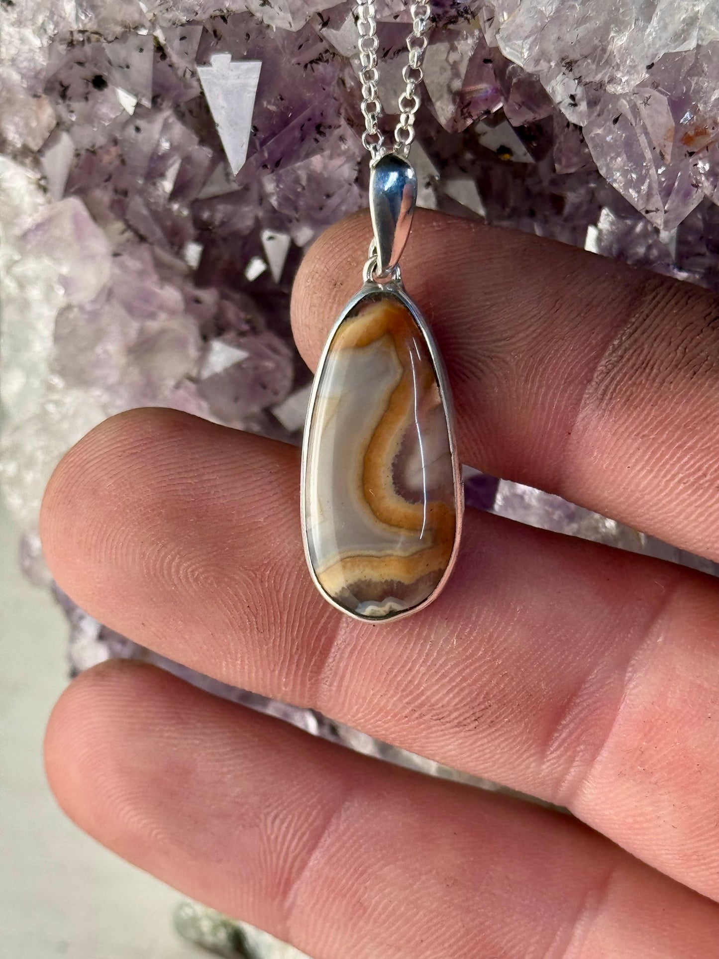Pulaski County Agate Necklace Open Back