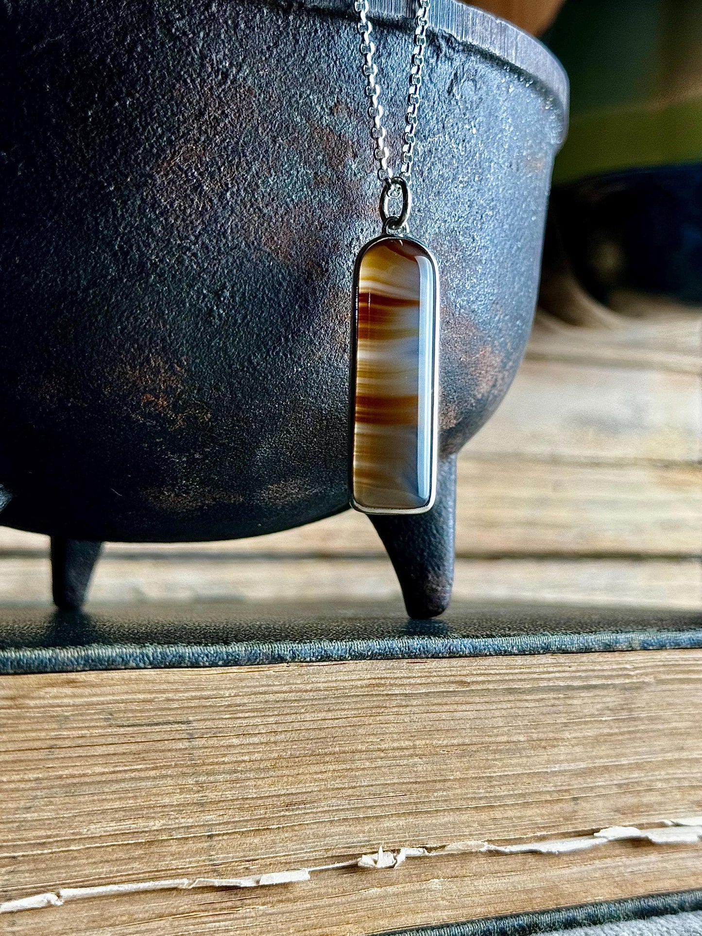 Brazilian Agate, Agate Necklace, Sterling Silver Handmade Necklace, Agate Pendant, Natural Stone Necklace, Agate Jewelry, Brazilian Necklace