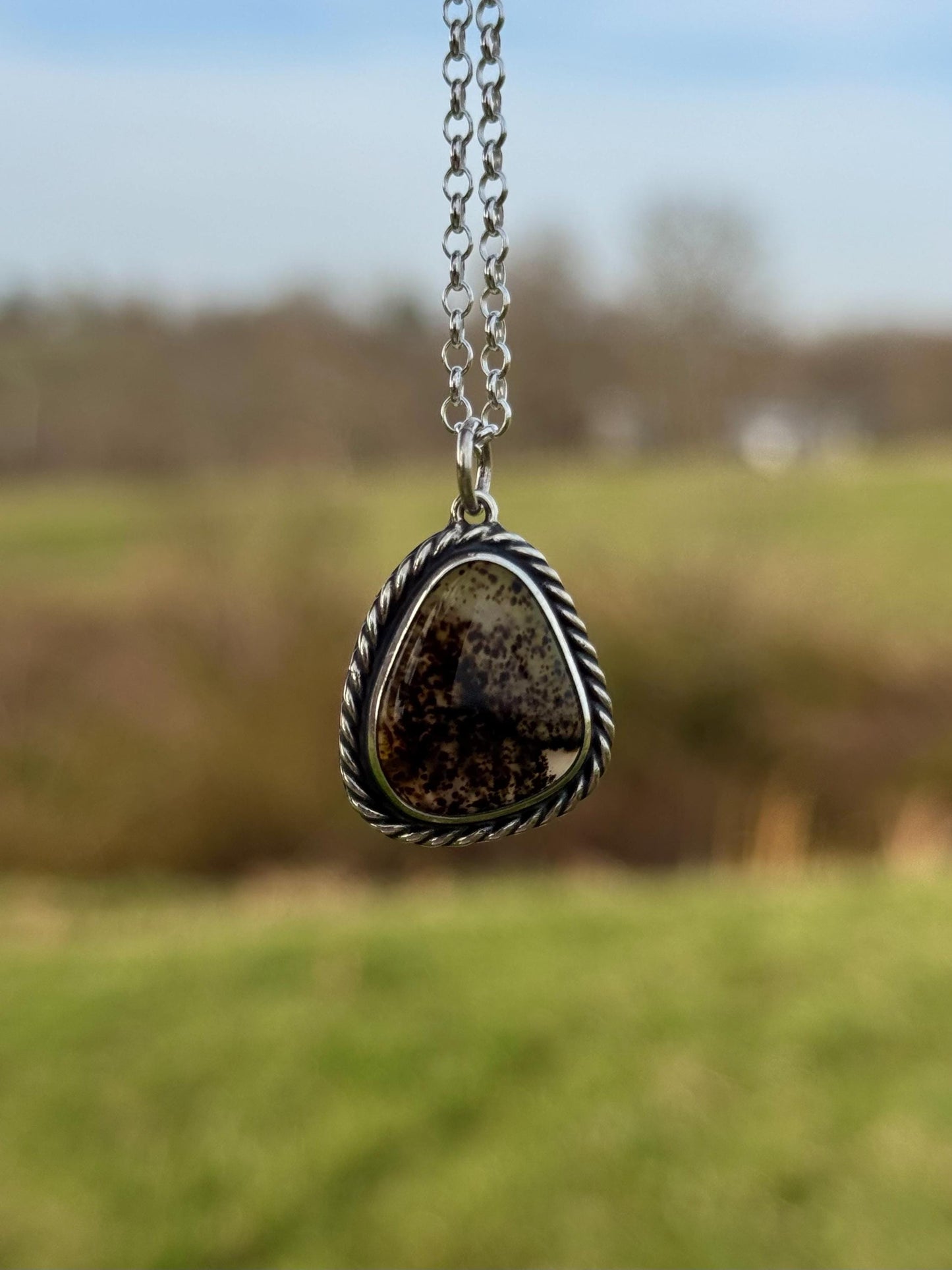 Montana Agate, Montana Agate Necklace, Handcrafted Natural Stone, Montana Agate Pendant, Agate Necklace, Sterling Silver