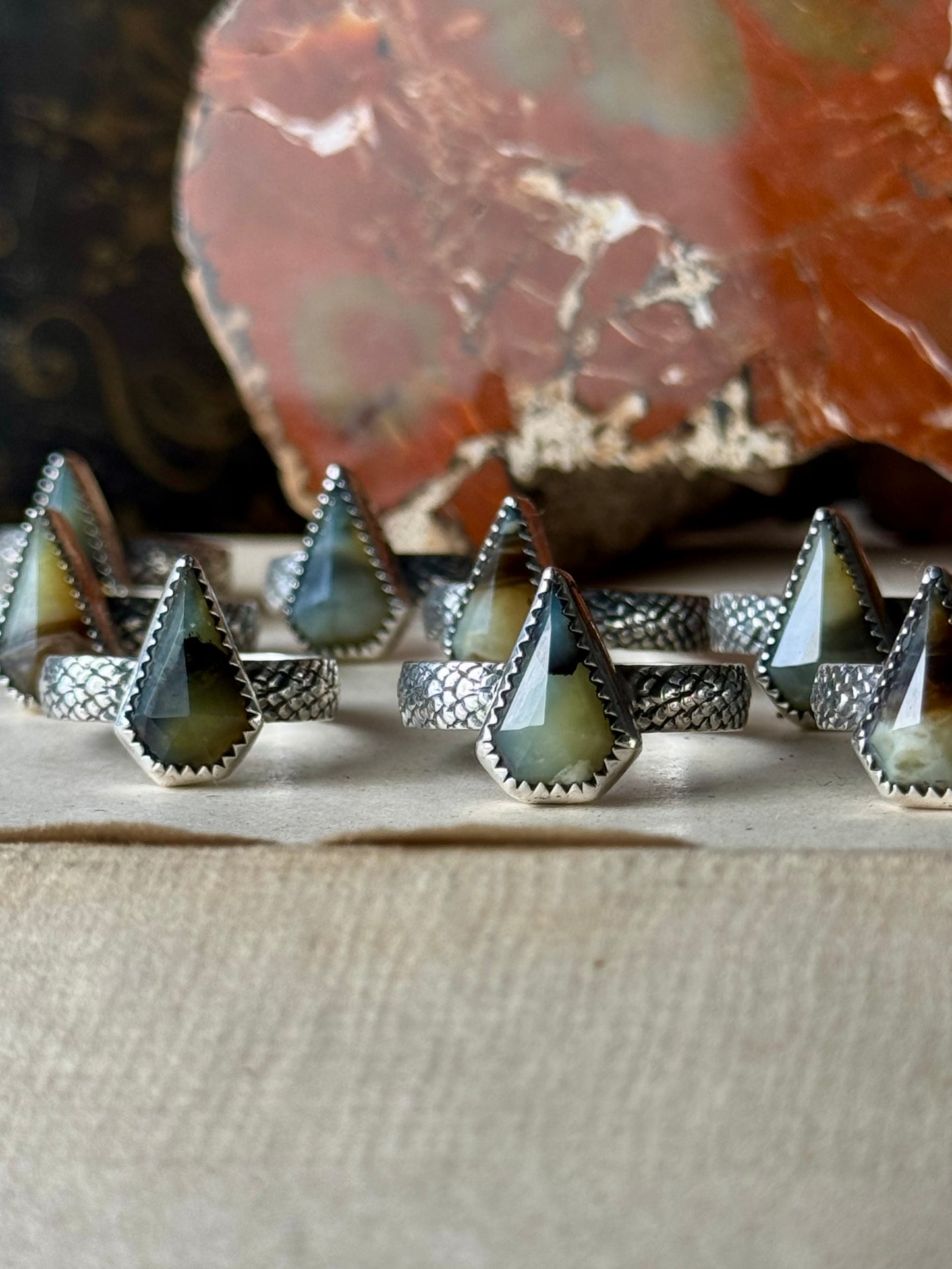 Yellow Opal Fang Rings