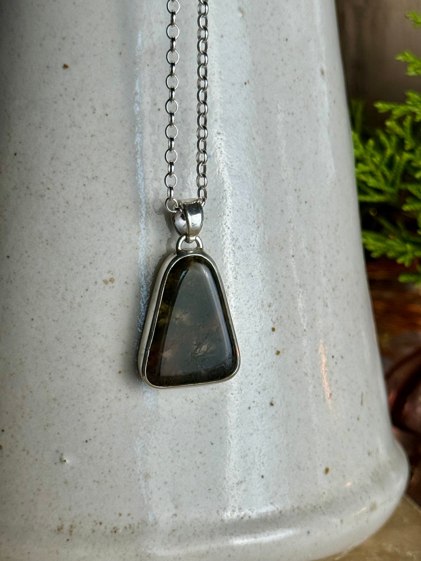 Moss Agate Necklace 18” Chain