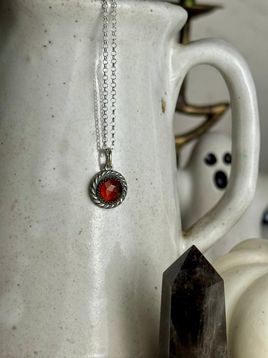 Red Orange Garnet Necklace