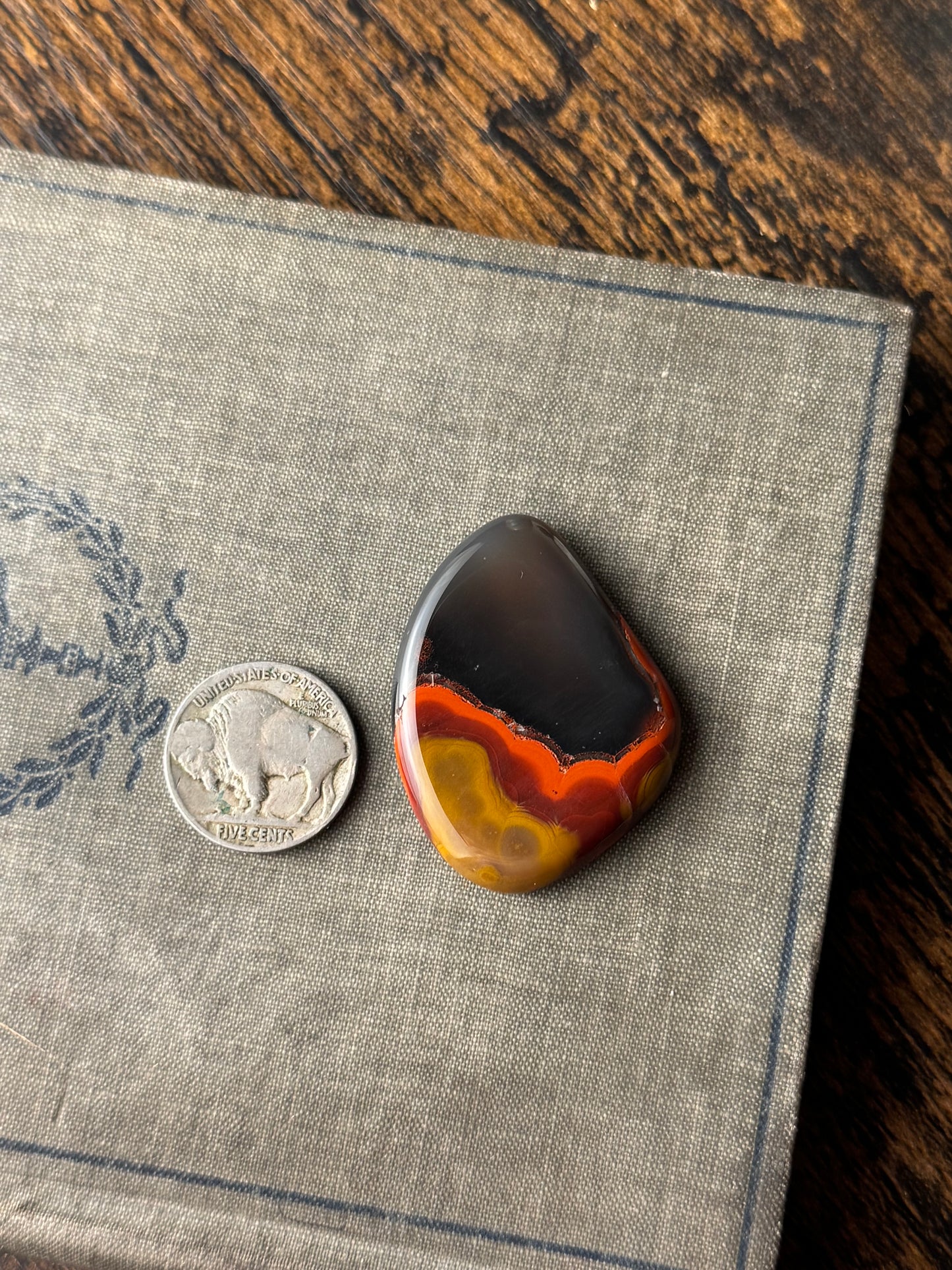 Large Red and Black Kentucky Agate Cabochon