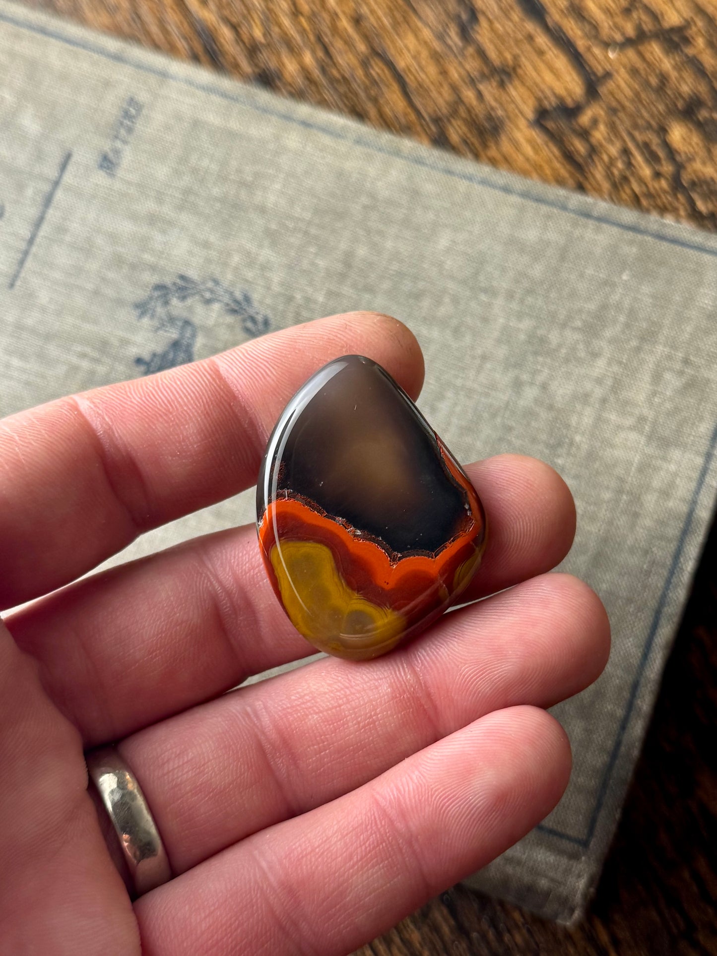 Large Red and Black Kentucky Agate Cabochon