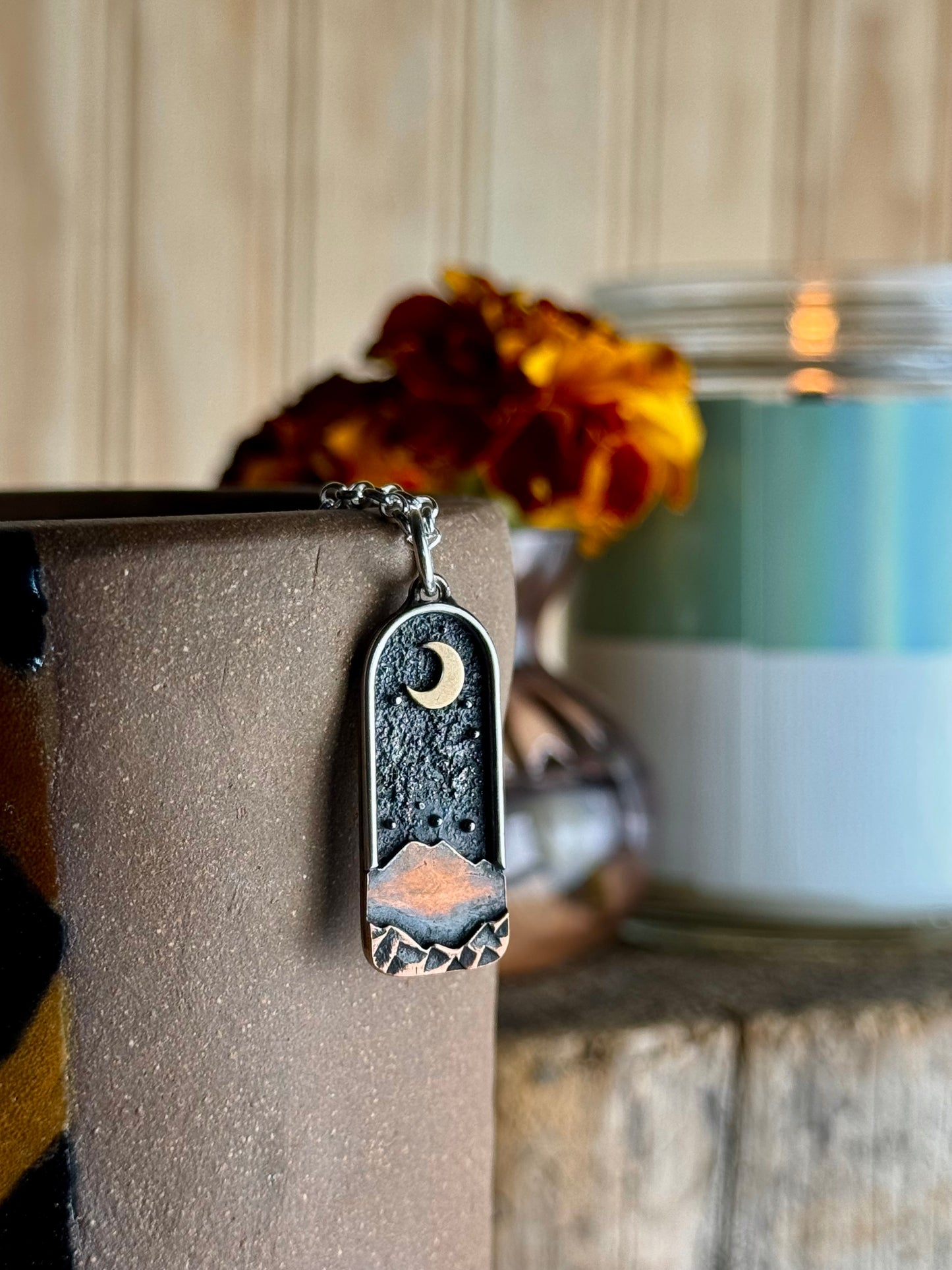 Appalachian Mountain Necklace Gold Moon