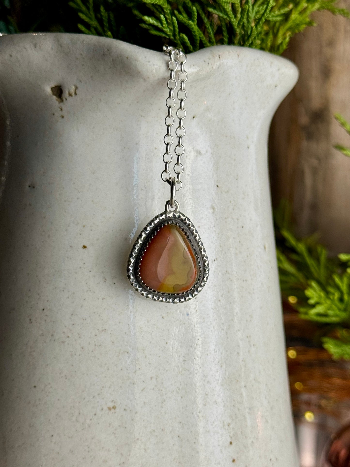 RESERVED FOR JOHN Pink Kentucky Agate Necklace (Rare Color) 18” Chain