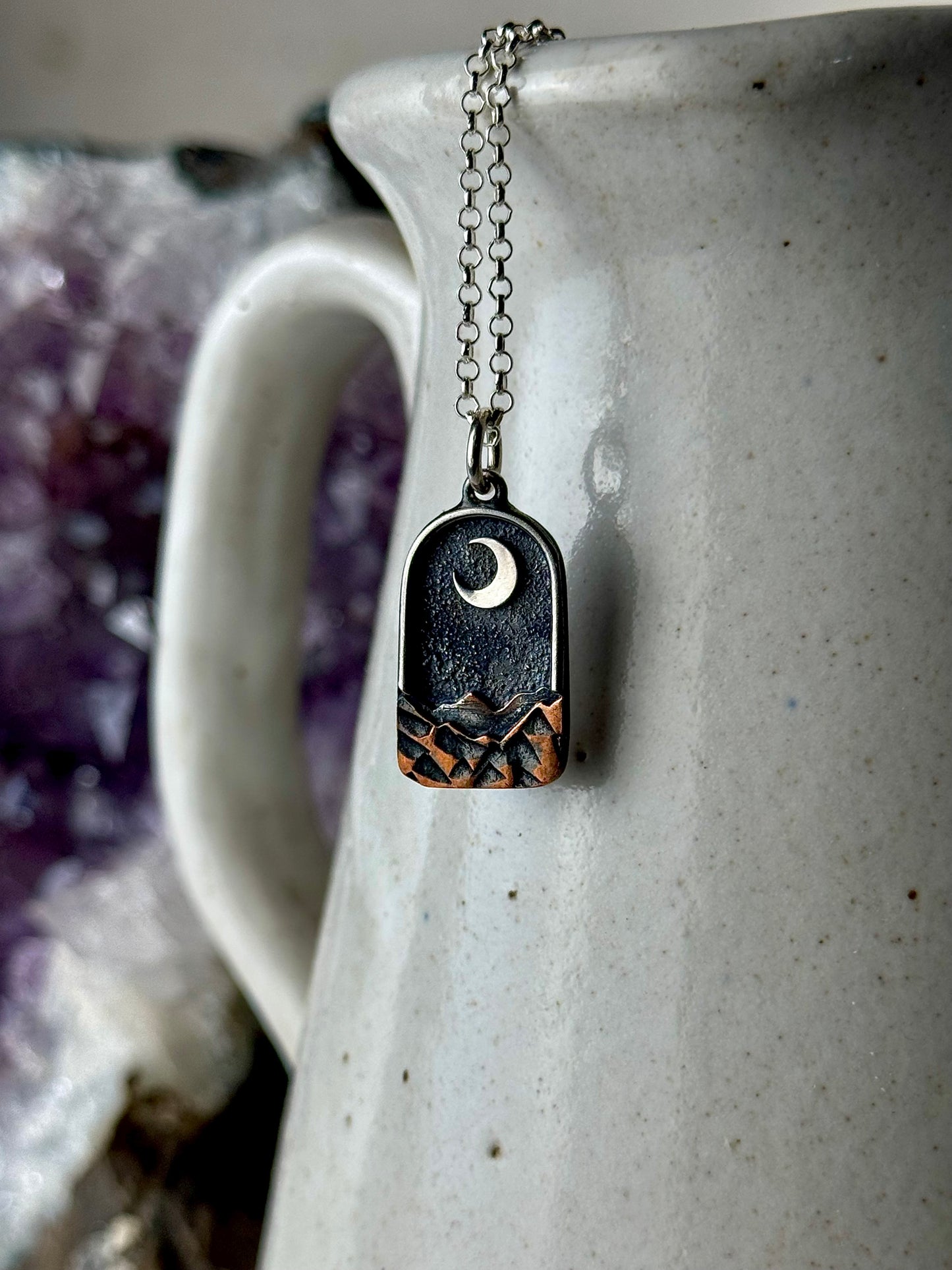 Silver Moon Arch Appalachian Mountain Necklace