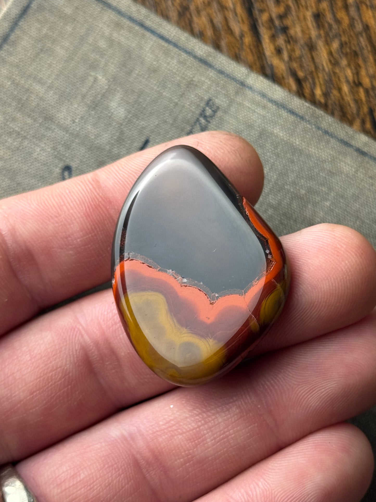 Large Red and Black Kentucky Agate Cabochon