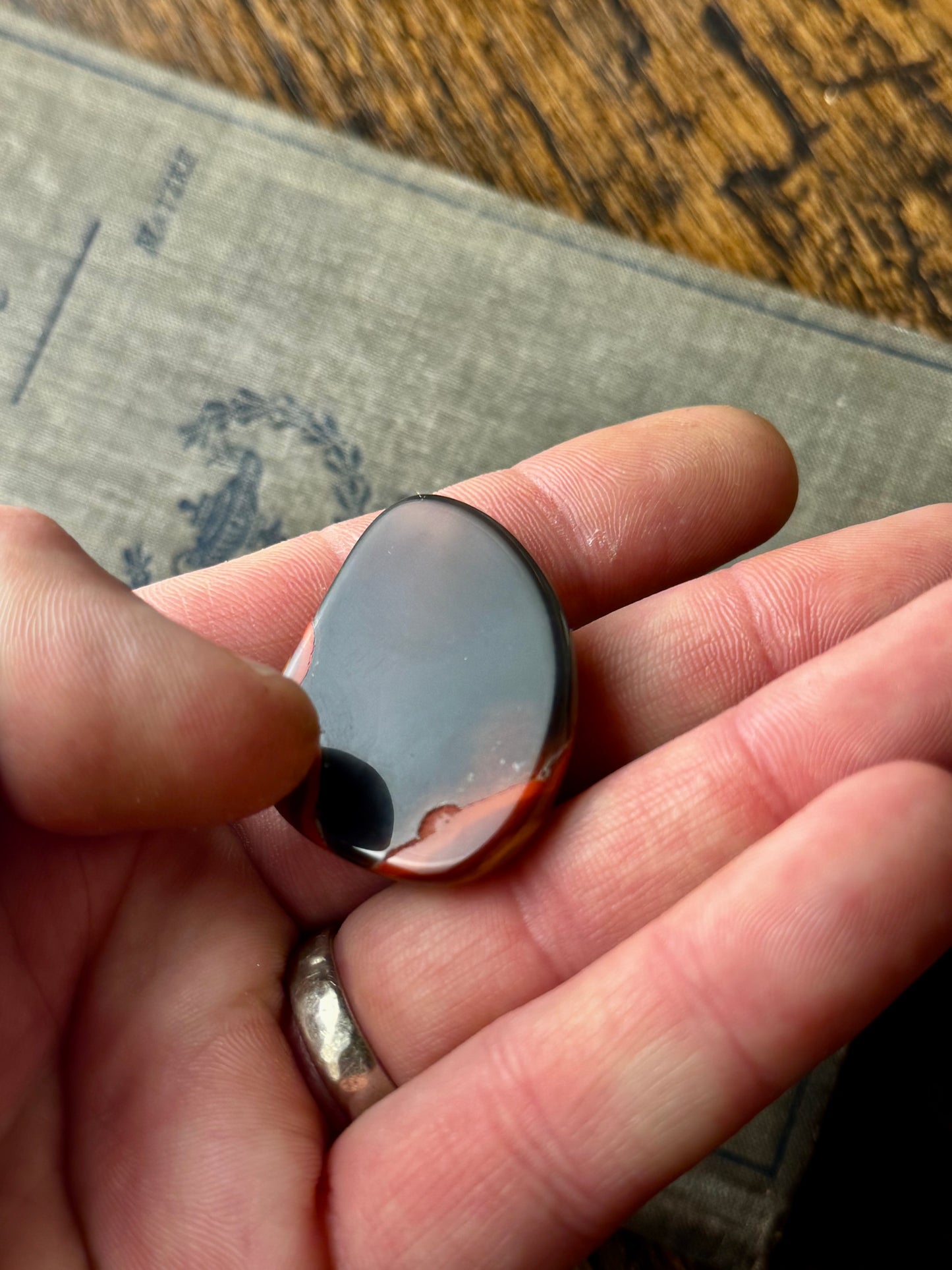 Large Red and Black Kentucky Agate Cabochon