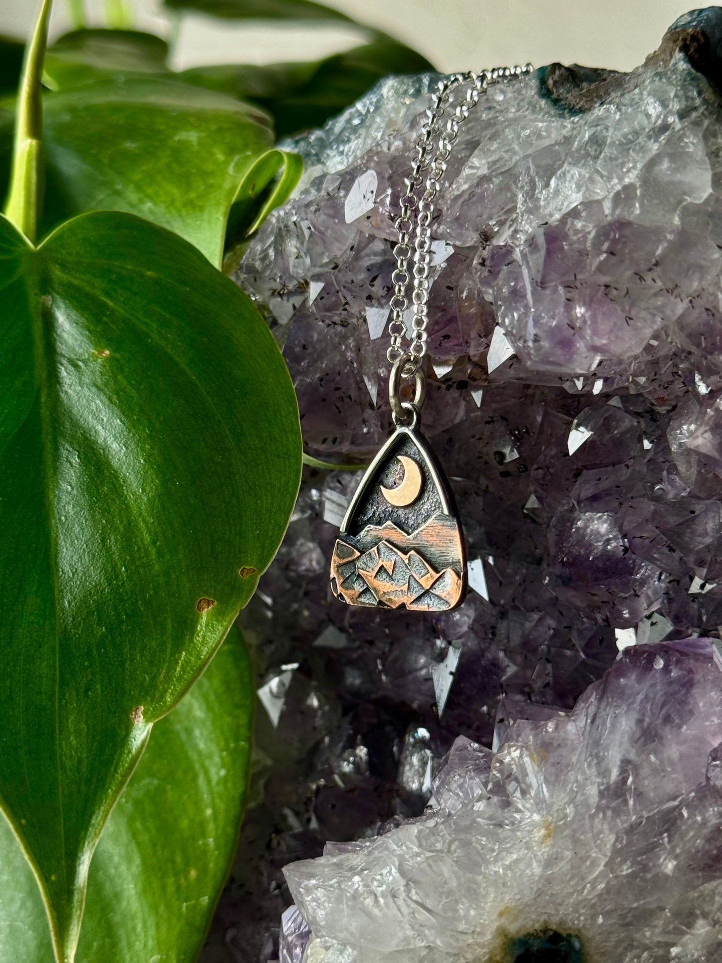 Gold Moon Arch Appalachian Mountain Necklace