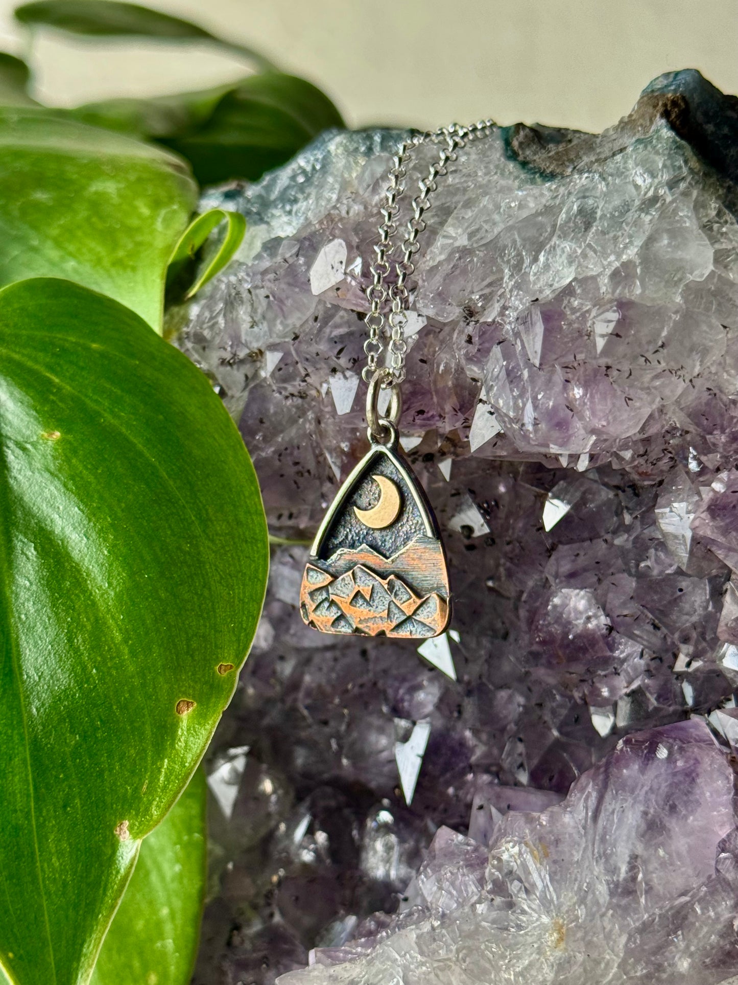 Gold Moon Arch Appalachian Mountain Necklace