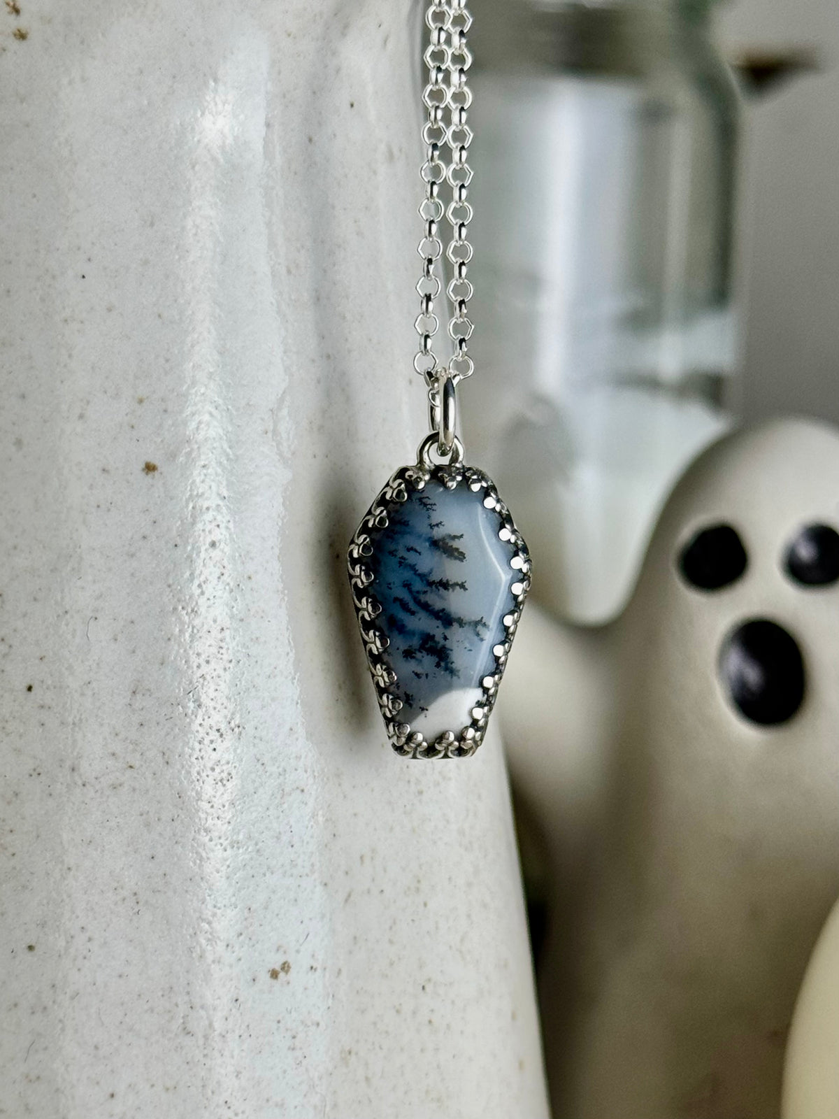 Smaller Dendritic Opal Coffin Necklace