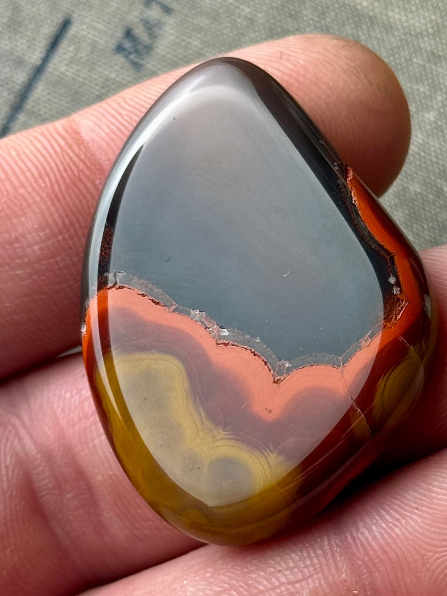 Large Red and Black Kentucky Agate Cabochon