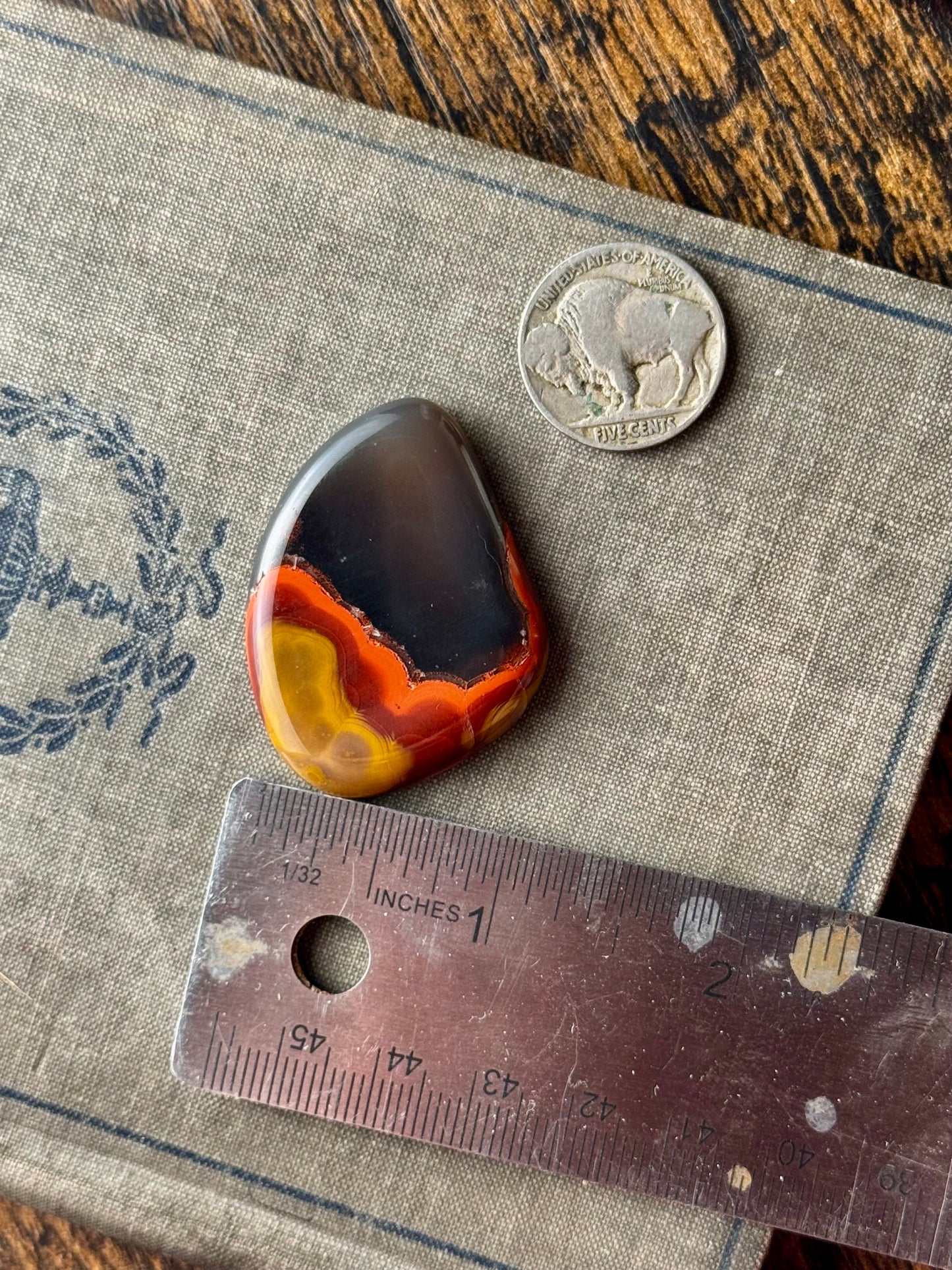 Large Red and Black Kentucky Agate Cabochon