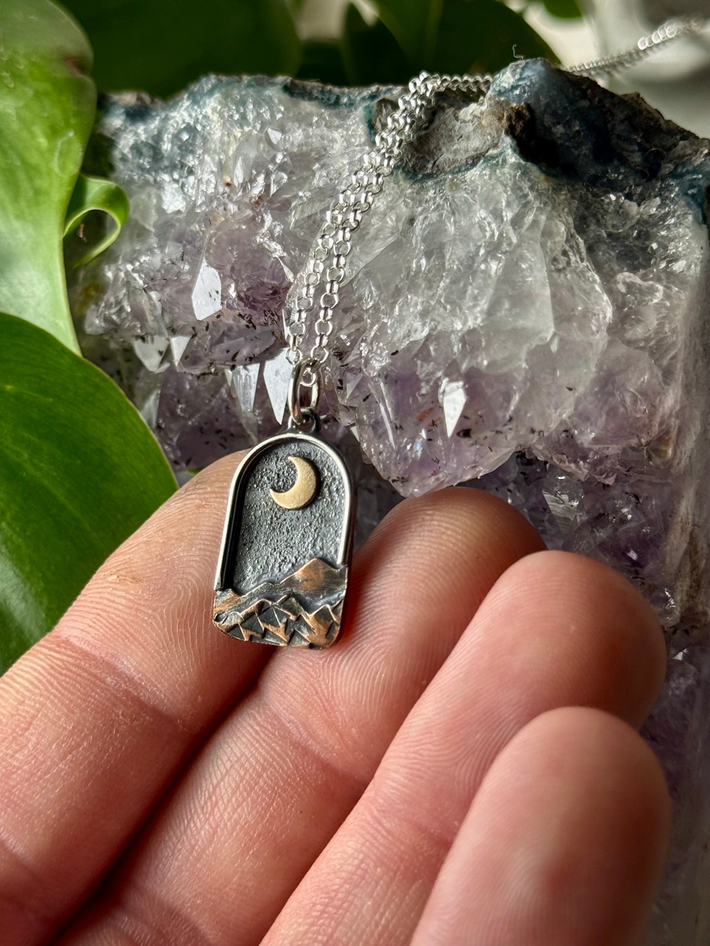 Gold Moon Appalachian Mountain Necklace