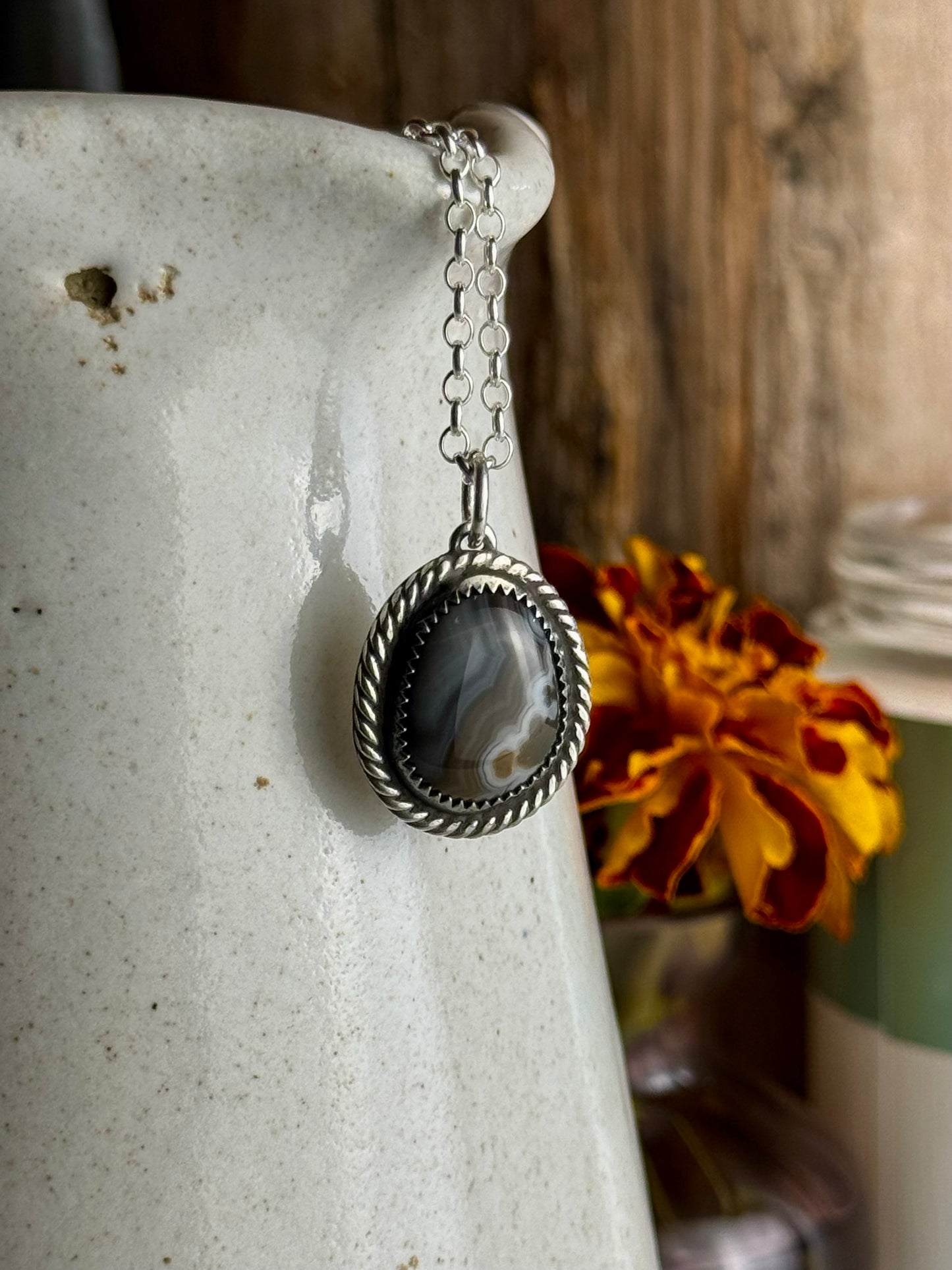 Grey Kentucky Agate Necklace