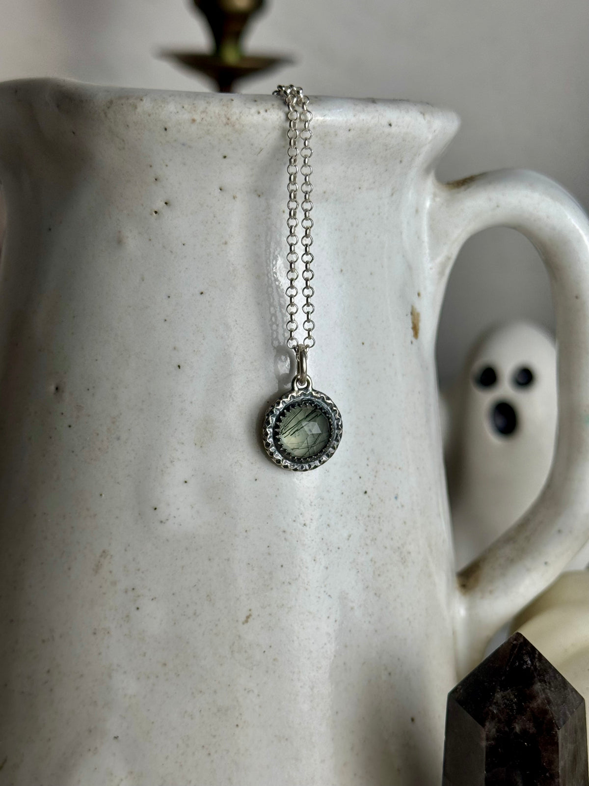 Prehnite Black Tourmaline Necklace