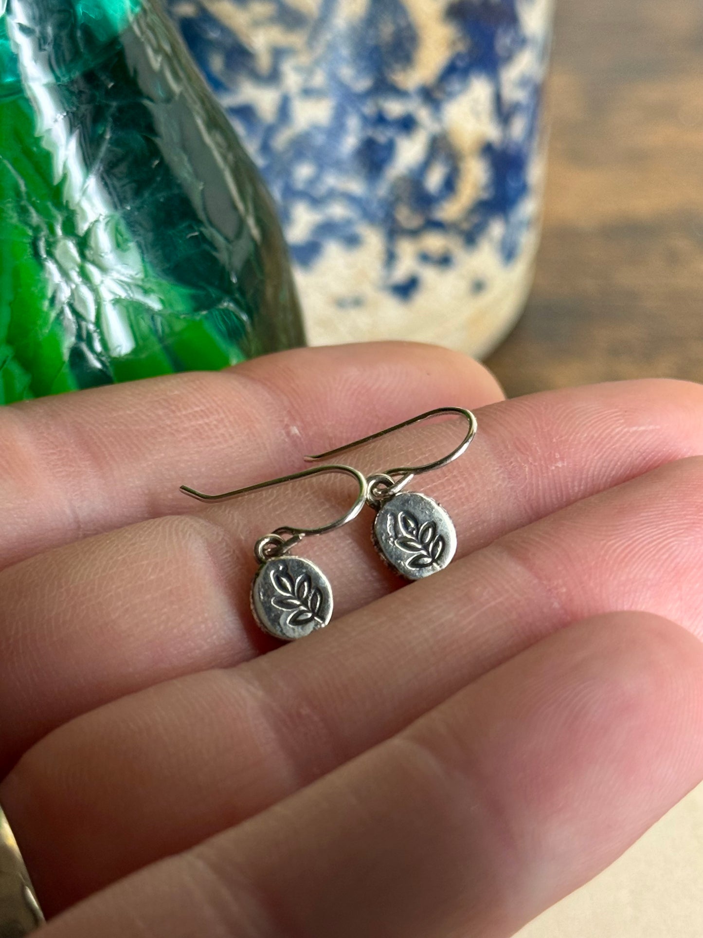 Hand-stamped Leaf Earrings