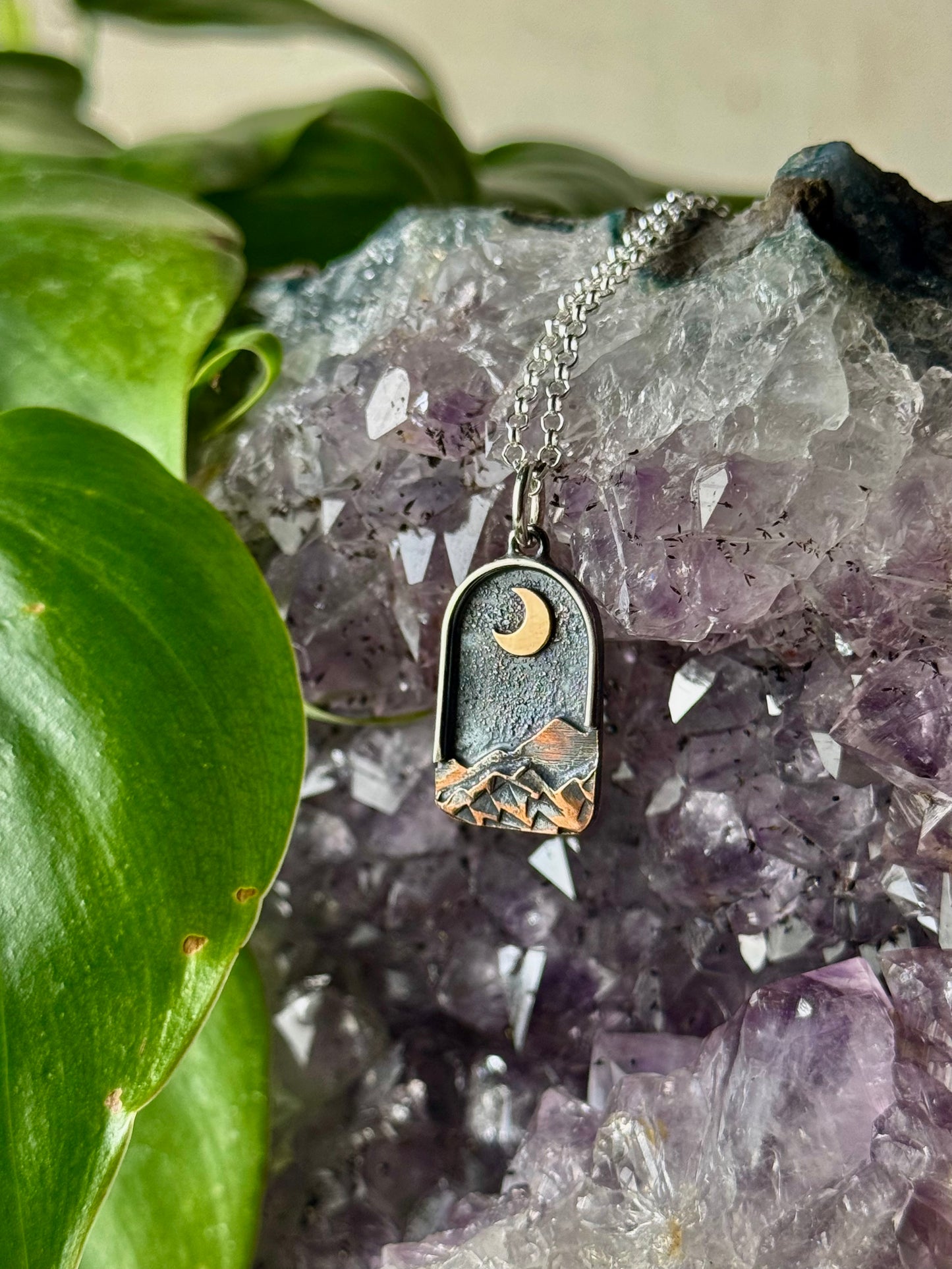Gold Moon Appalachian Mountain Necklace
