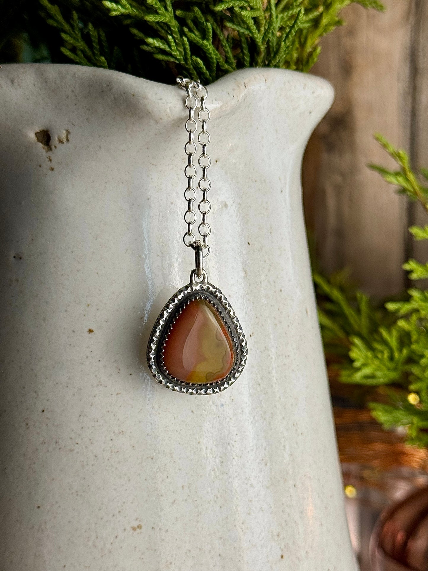 RESERVED FOR JOHN Pink Kentucky Agate Necklace (Rare Color) 18” Chain