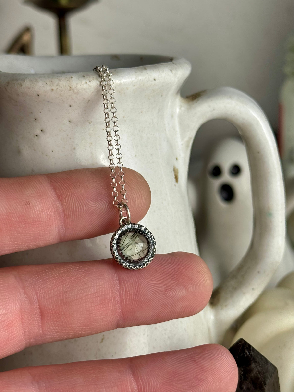 Prehnite Black Tourmaline Necklace
