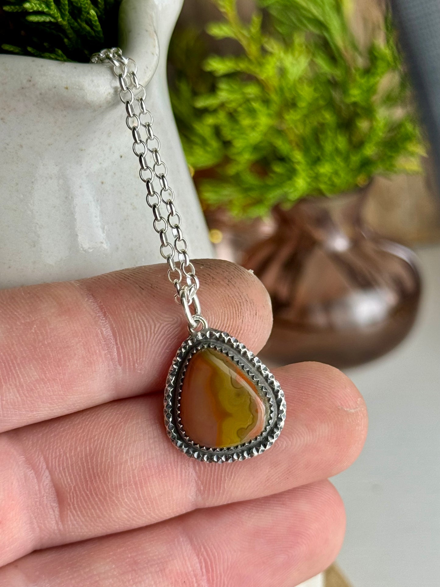 RESERVED FOR JOHN Pink Kentucky Agate Necklace (Rare Color) 18” Chain