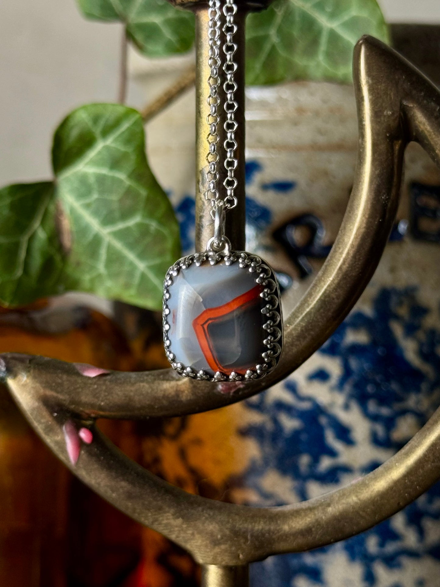 50% off Red KY Agate Necklace with Fracture