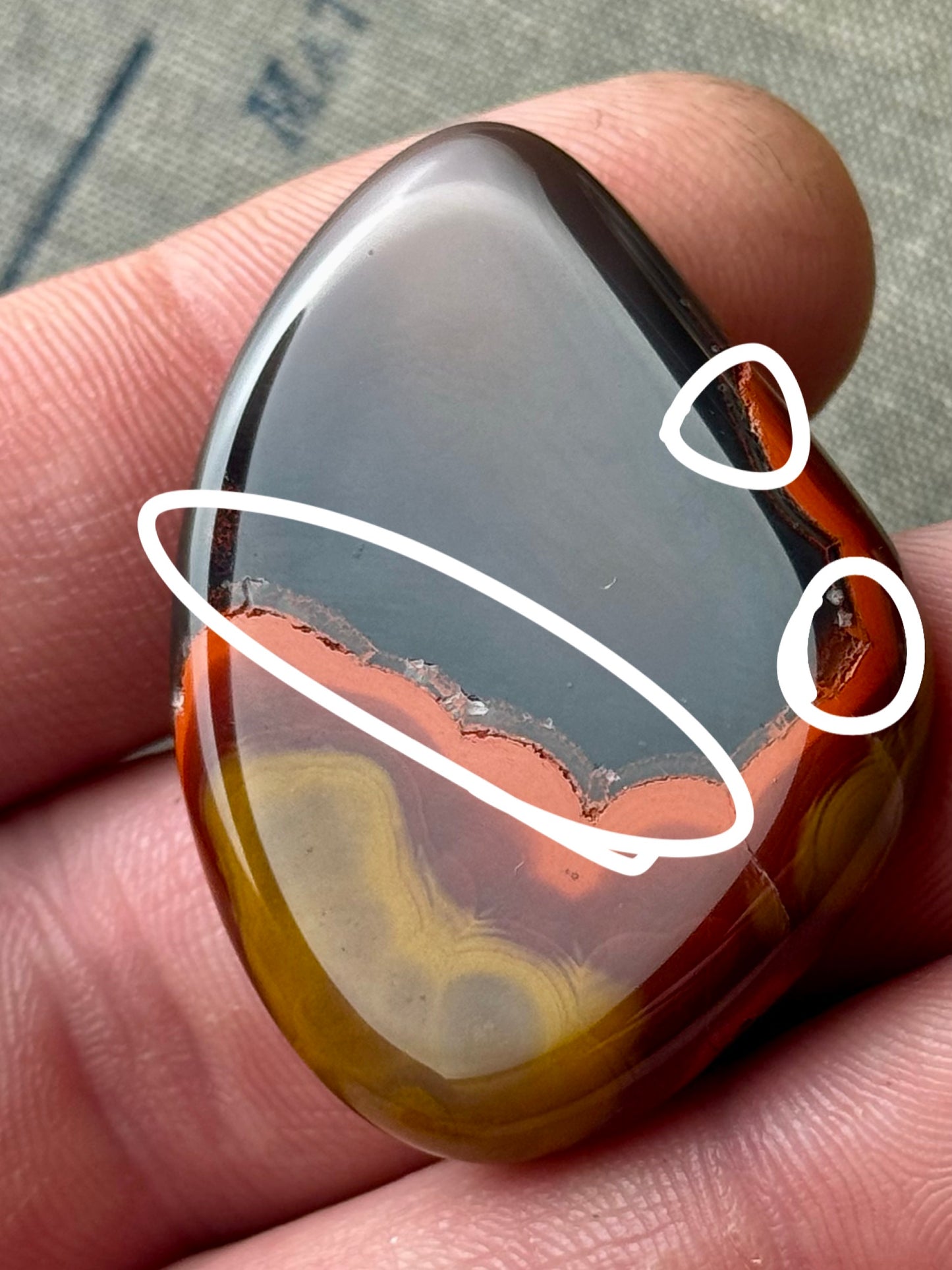 Large Red and Black Kentucky Agate Cabochon