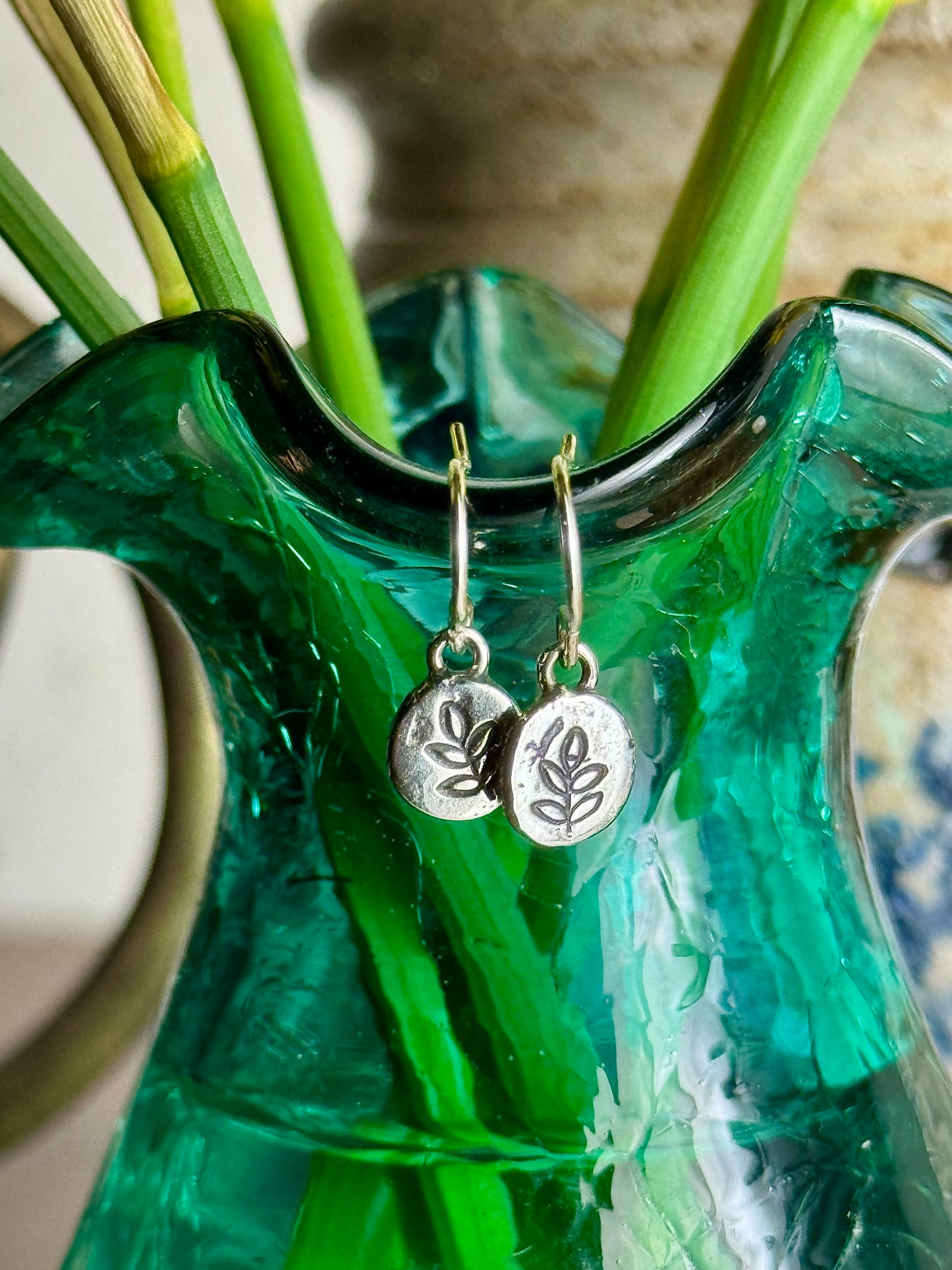 Hand-stamped Leaf Earrings