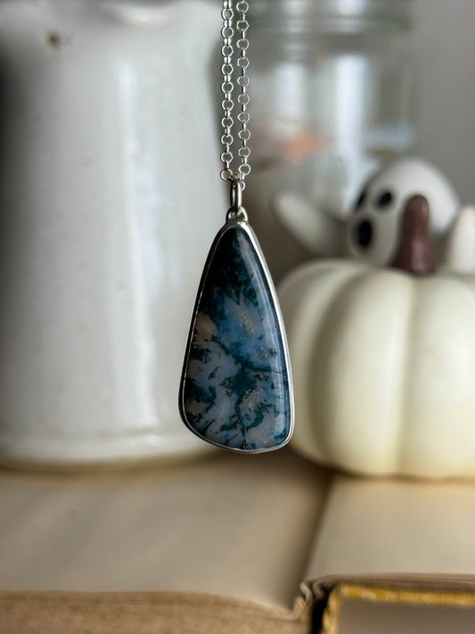Moss Agate Wing Necklace Open Back