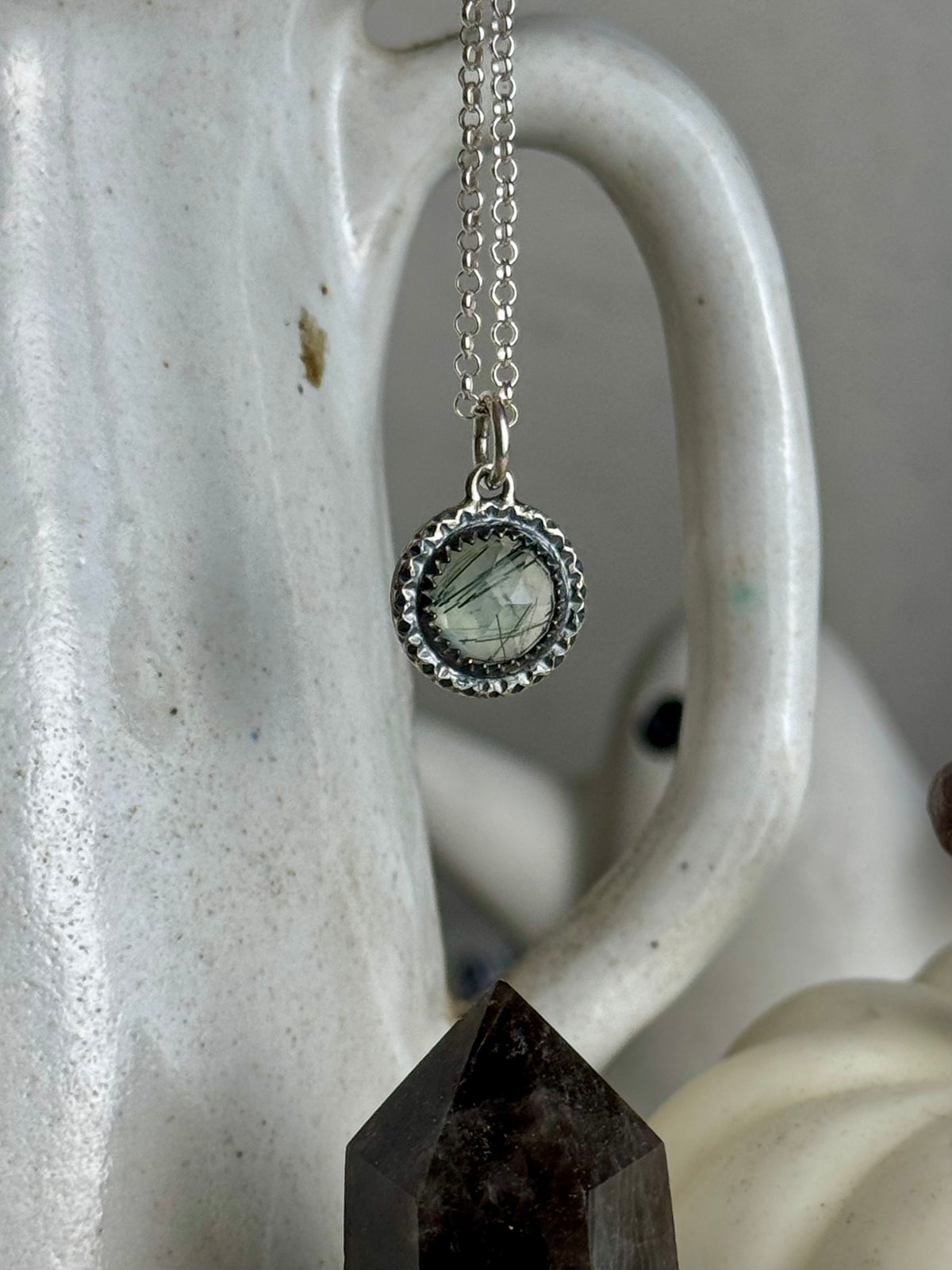 Prehnite Black Tourmaline Necklace