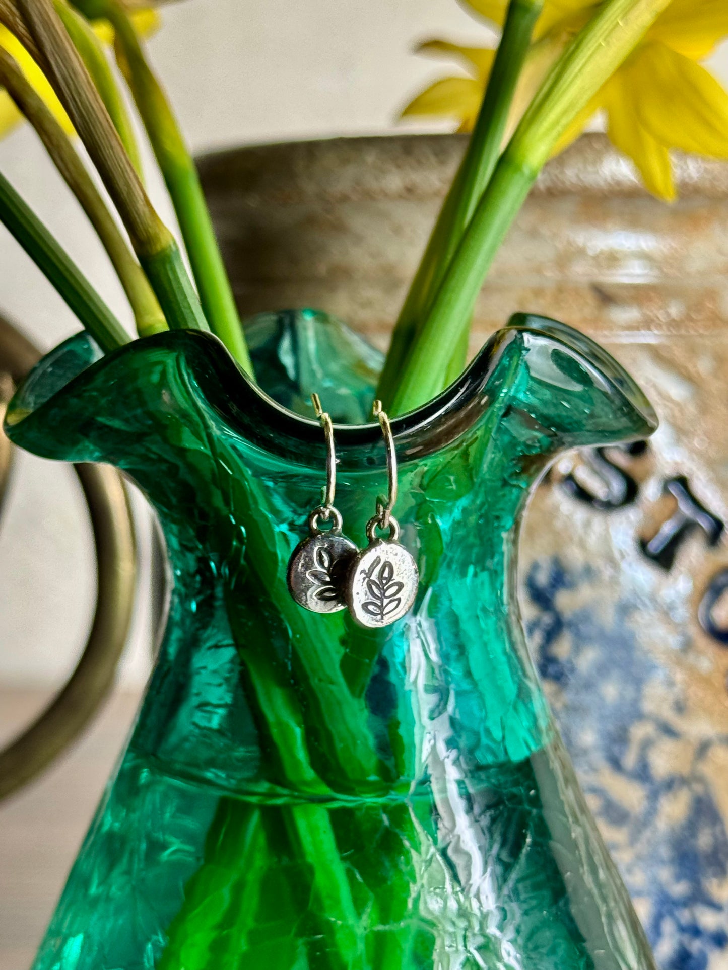 Hand-stamped Leaf Earrings