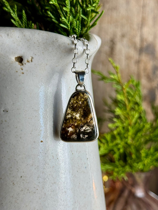 Moss Agate Necklace 18” Chain
