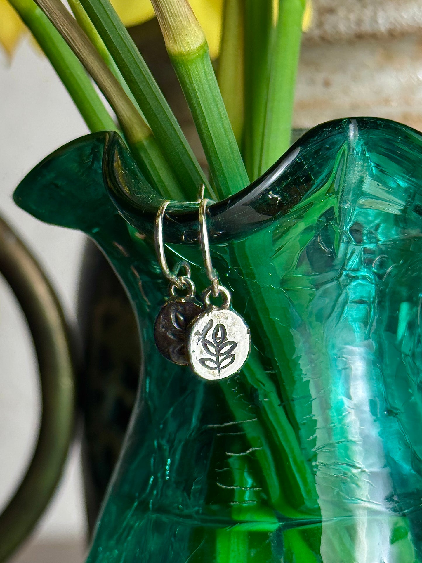 Hand-stamped Leaf Earrings