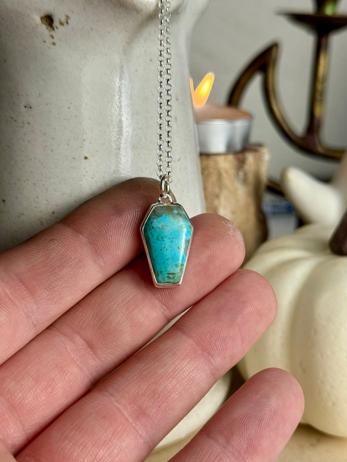 Turquoise Coffin Necklace