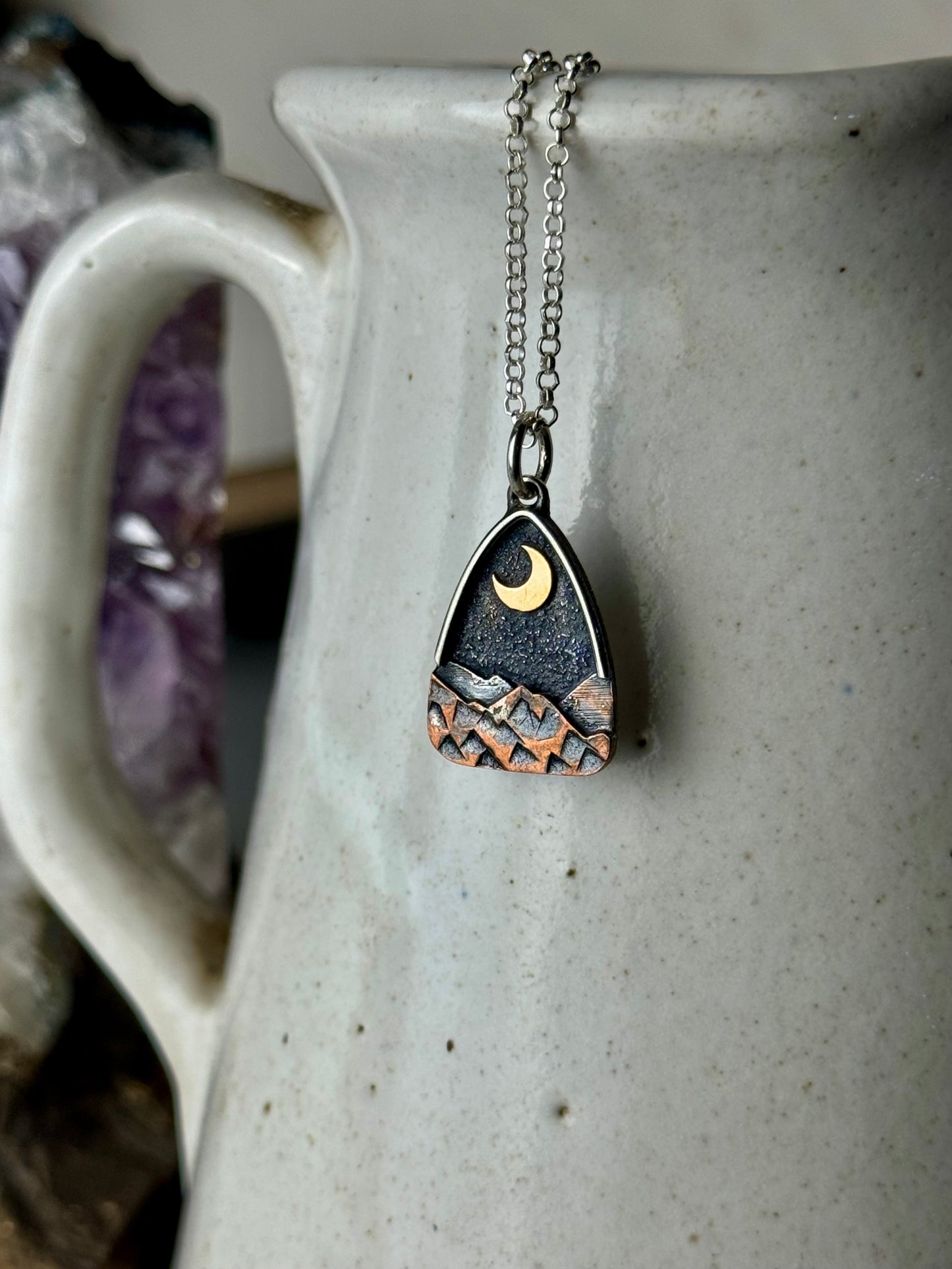 Gold Moon Arch Appalachian Mountain Necklace