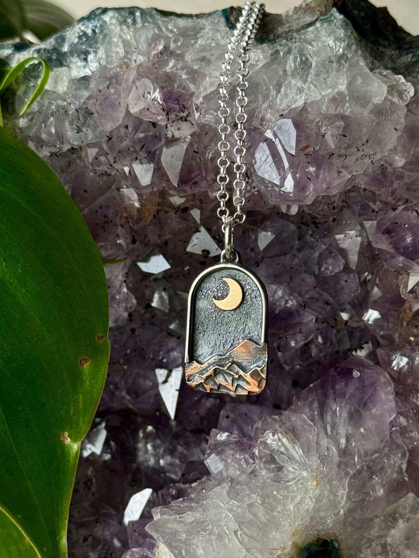 Gold Moon Appalachian Mountain Necklace