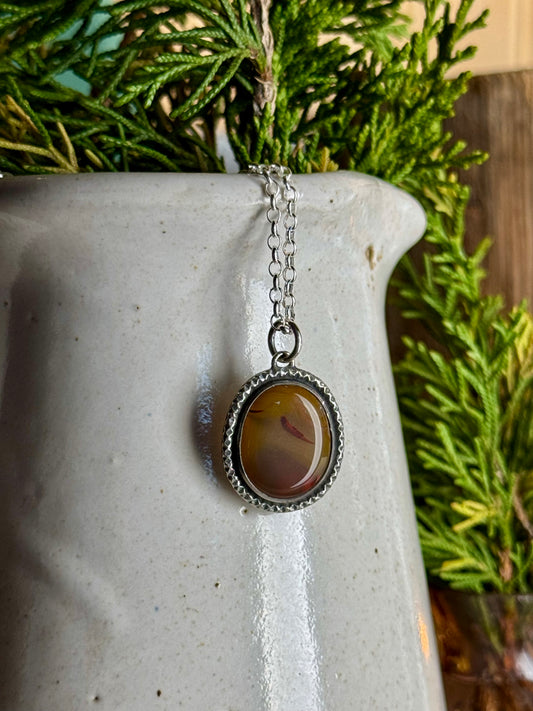 Yellow and Red Kentucky Agate Necklace 18” Chain