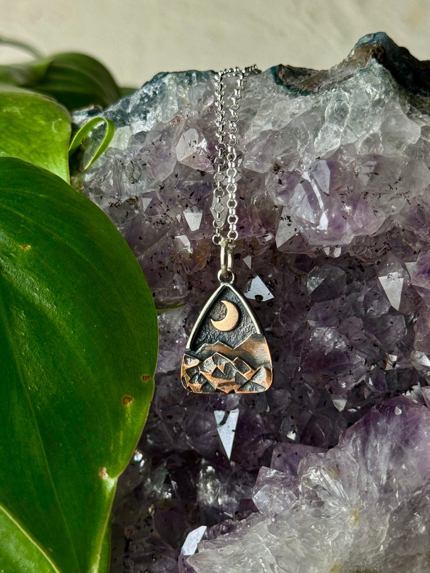 Gold Moon Arch Appalachian Mountain Necklace