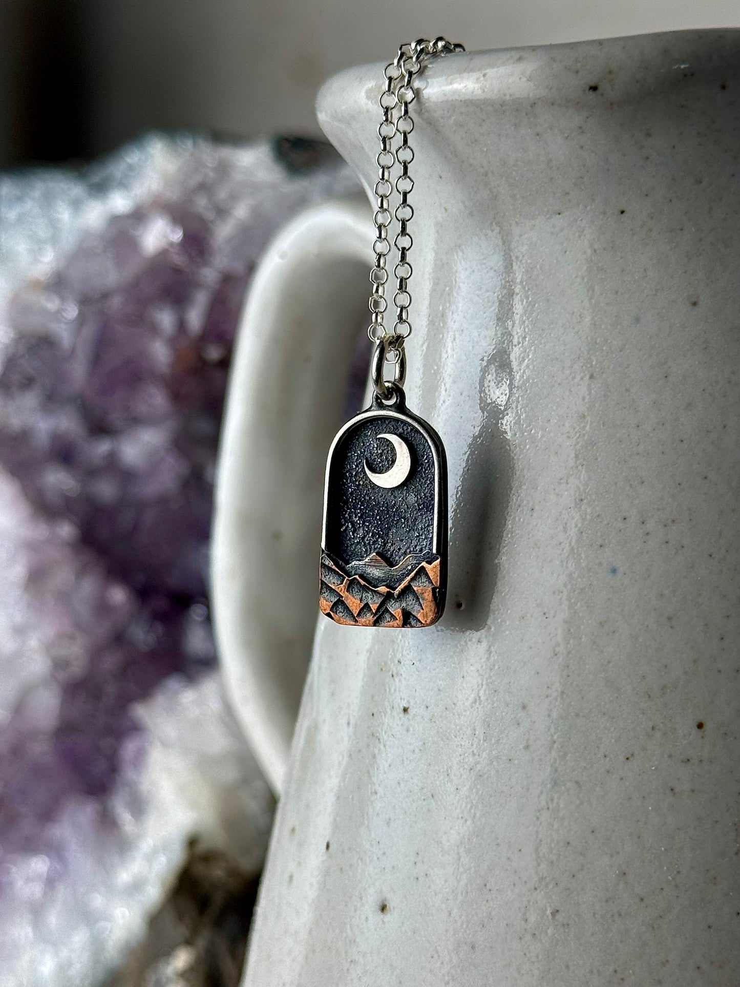 Silver Moon Arch Appalachian Mountain Necklace