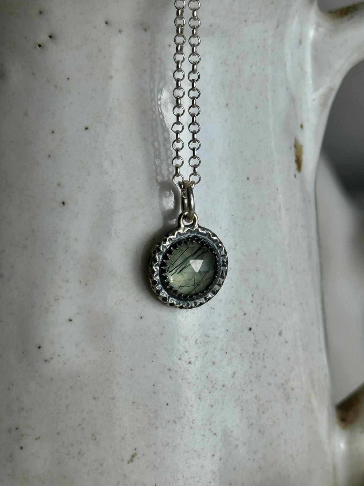 Prehnite Black Tourmaline Necklace