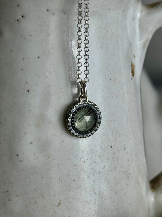 Prehnite Black Tourmaline Necklace