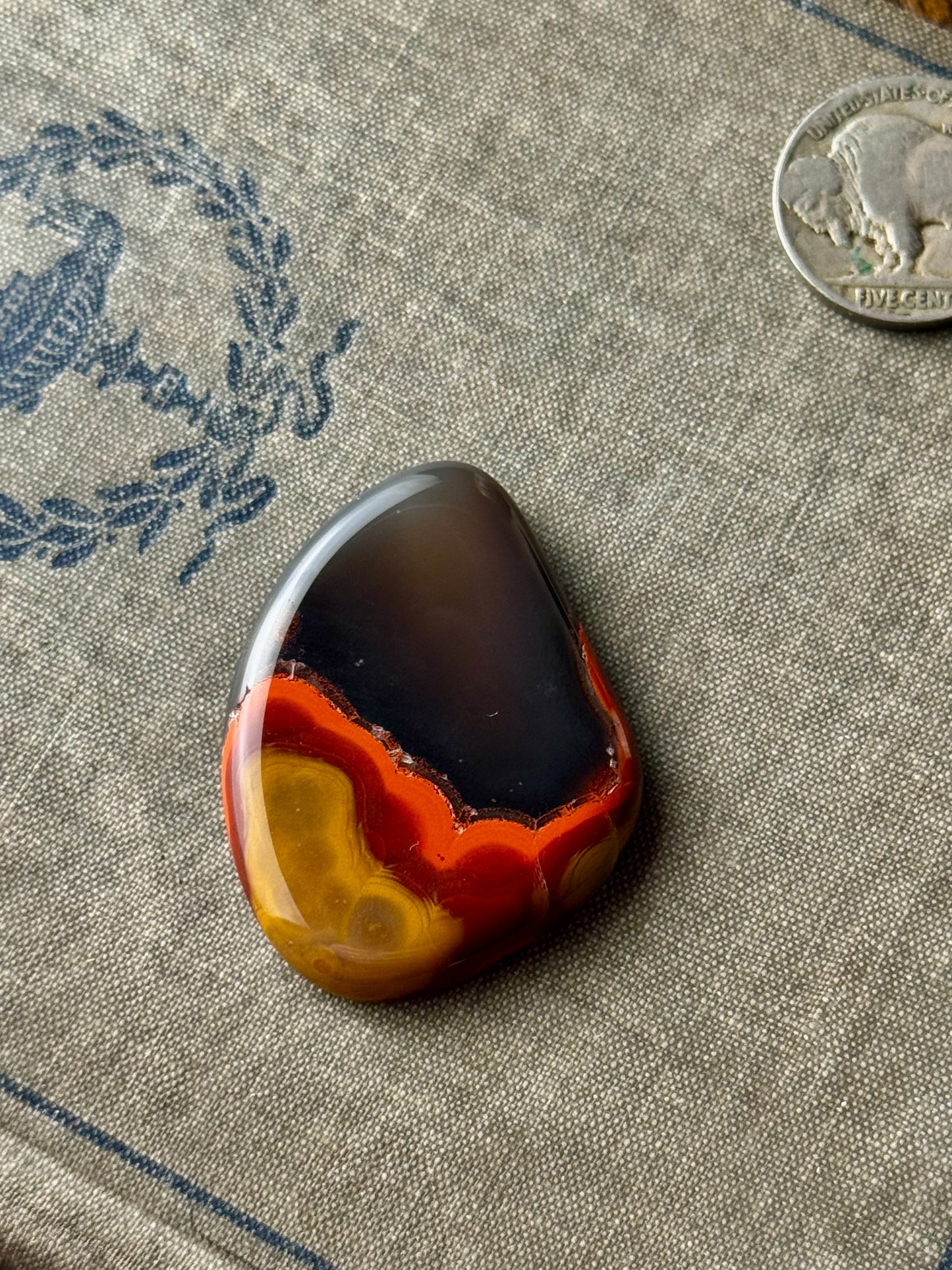 Large Red and Black Kentucky Agate Cabochon