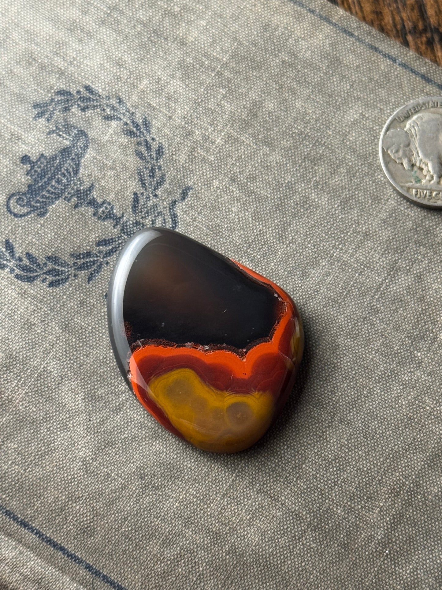 Large Red and Black Kentucky Agate Cabochon