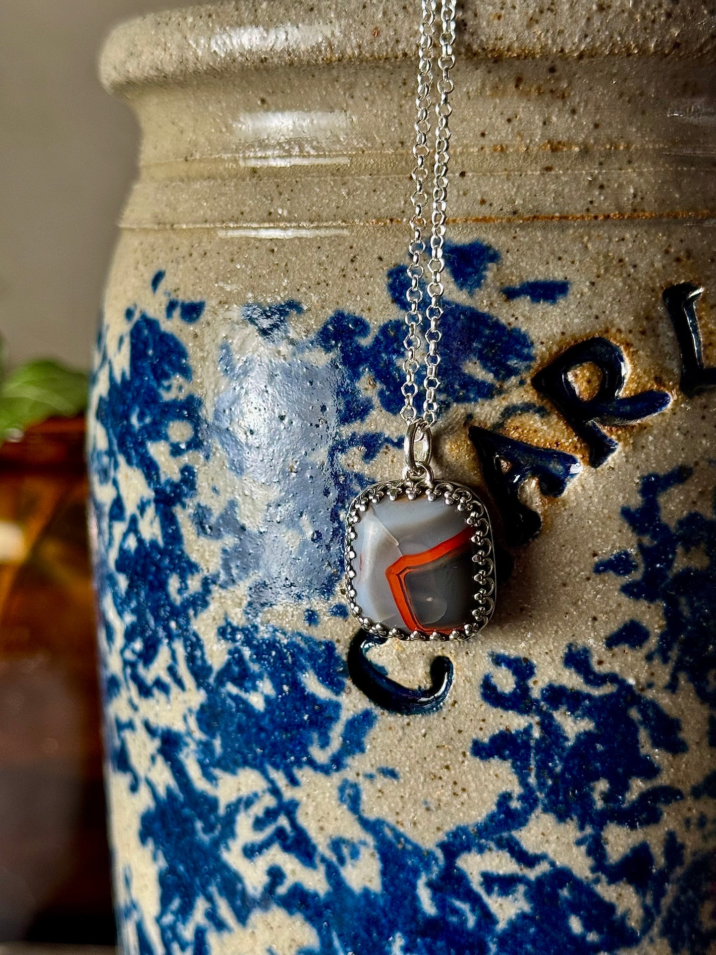 50% off Red KY Agate Necklace with Fracture