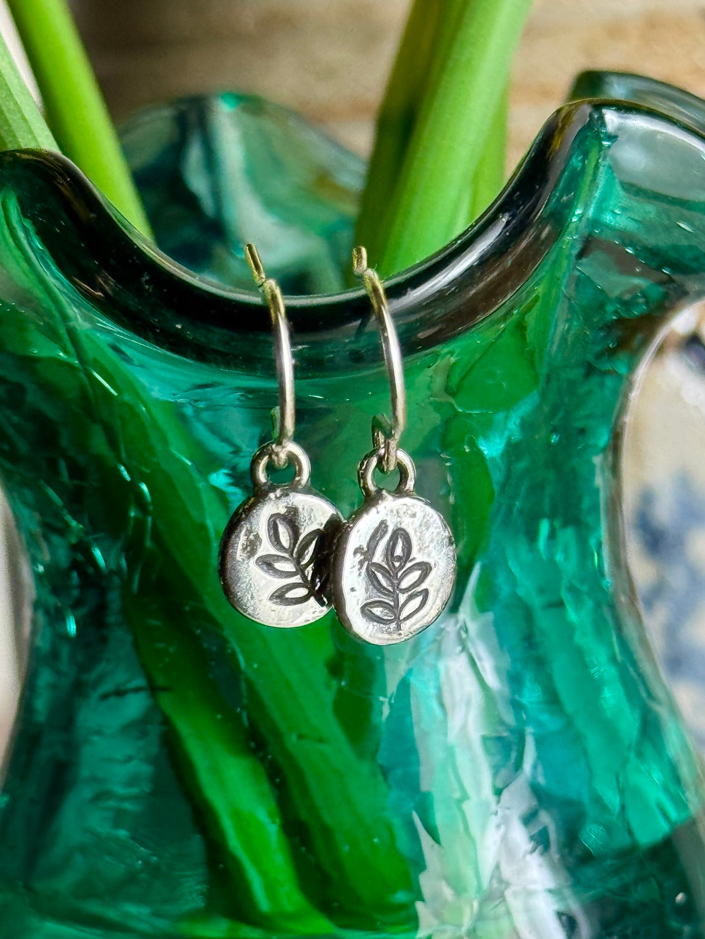 Hand-stamped Leaf Earrings
