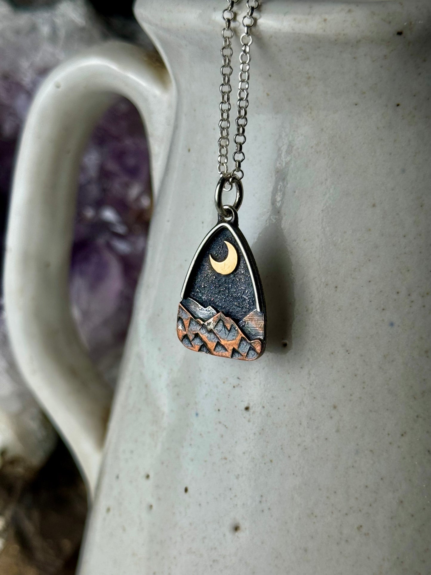 Gold Moon Arch Appalachian Mountain Necklace